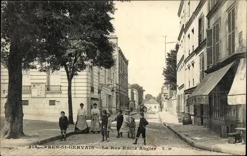 Ak Le Pré Saint Gervais Seine Saint Denis, La Rue Emile Augier