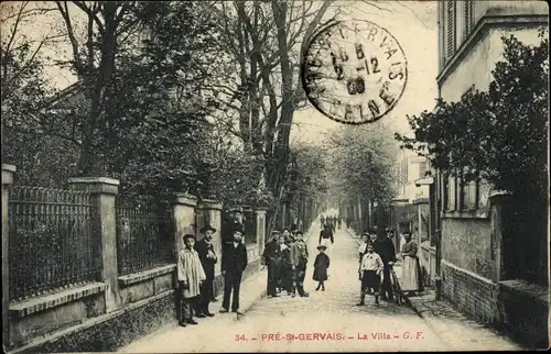 Ak Le Pré Saint Gervais Seine Saint Denis, La Villa, Straßenpartie