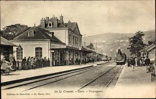 Ak Le Creusot Saône et Loire, Bahnhof