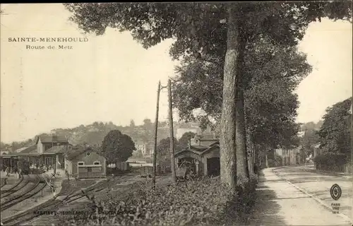 Ak Sainte Menehould Meurthe et Moselle, Route de Metz, Station, Gare