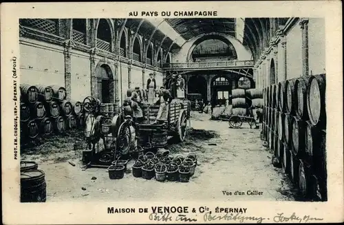 Ak Epernay Marne, au Pays du Champagne, Maison de Venoge, Vue d'un Cellier