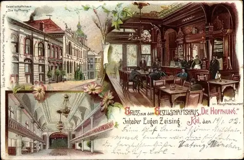 Litho Kiel in Schleswig Holstein, Gesellschaftshaus Die Hoffnung, Innenansicht