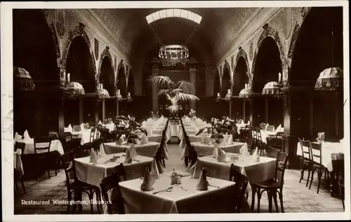 Ak Rostock in Mecklenburg Vorpommern, Restaurant Wintergarten, Innenansicht