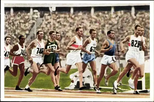 Sammelbild Olympia 1936, Serie 11 Bild 5, 1500m Lauf der Männer, Franck-Kaffee