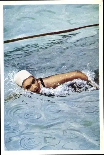 Sammelbild Olympia 1936 Serie 23 Bild 3, argentinische Schwimmerin Jeannette Campbell, Franck-Kaffee