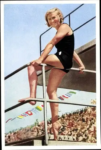 Sammelbild Olympia 1936, Serie 29 Bild 4, Die deutsche Turmspringerin Käthe Köhler, Franck Kaffee