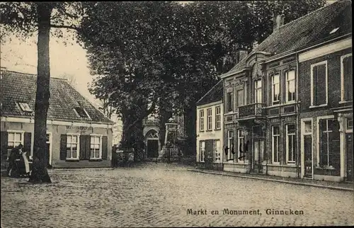 Ak Ginneken en Bavel Nordbrabant, Markt en Monument