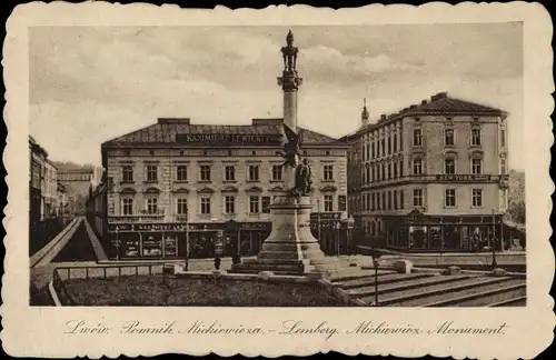 Ak Lwiw Lwów Lemberg Ukraine, Michiewicz Monument