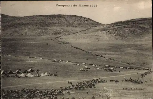 Ak Campagne du Maroc 1925, Panorama von einem Truppenlager