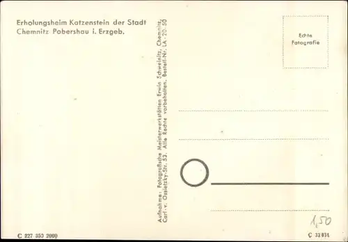 Ak Pobershau Marienberg im Erzgebirge, Erholungsheim Katzenstein der Stadt Chemnitz, Winteransicht