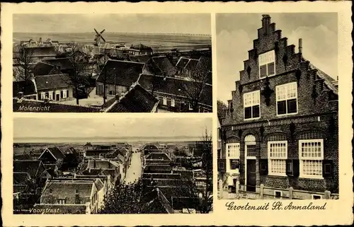 Ak Sint Annaland Zeeland Niederlande, Molenzicht, Voorstraat, Oude gevel