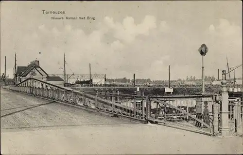 Ak Terneuzen Zeeland Niederlande, Nieuwe Kanaal met Brug