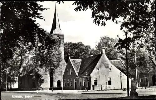 Ak Roden Drenthe Niederlande, Brink, Kerk