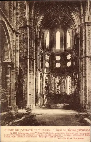 Ak Villers la Ville Wallonisch Brabant, Ruines de l'Abbaye, Choeur de l'Eglise (interieur)