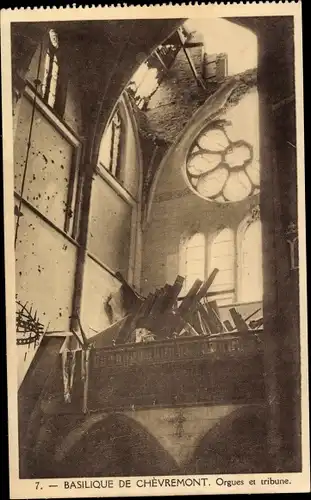 Ak Chèvremont Chaudfontaine Wallonien Lüttich, Basilique, Orgues et tribune, Ruine