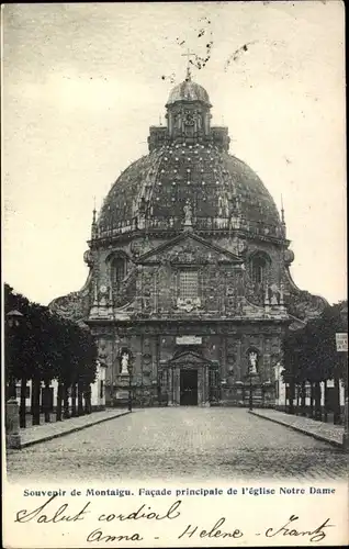 Ak Montaigu Scherpenheuvel Flämisch Brabant, Facade principale de l'eglise Notre Dame