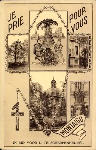Ak Montaigu Scherpenheuvel Flämisch Brabant, Rosenkranz, Kirche, Kreuz, Baum, Scherpenheuvel