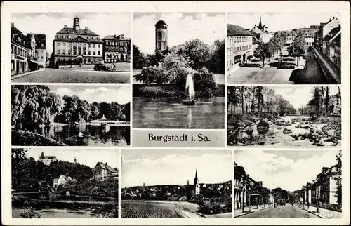 Ak Burgstädt Sachsen, Rathaus, Wasserturm, Teilansichten