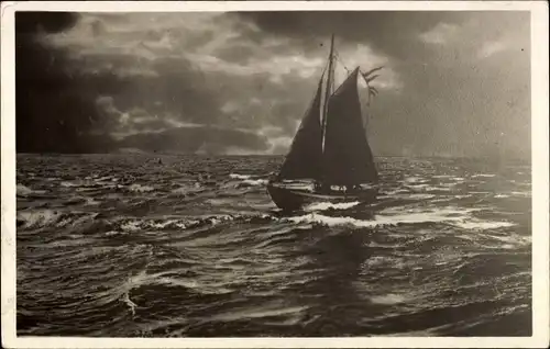 Foto Ak Insel Rügen, Fischkutter auf See