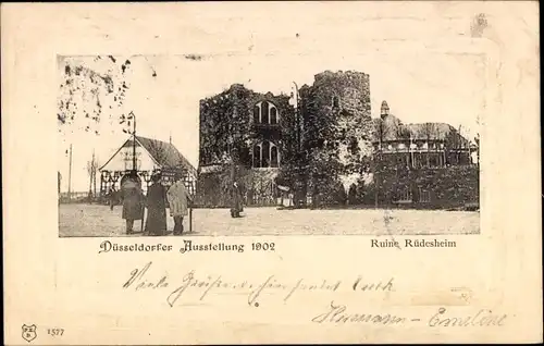 Ak Düsseldorf am Rhein, Ausstellung 1902, Ruine Rüdesheim