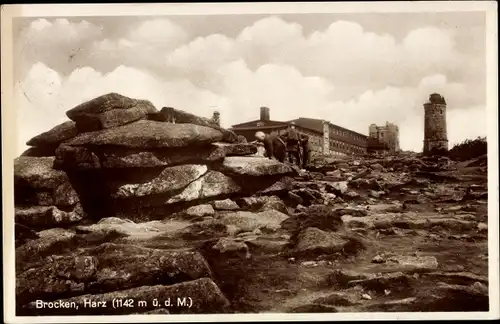 Ak Brocken Nationalpark Harz, Brockenturm, Brockenhotel