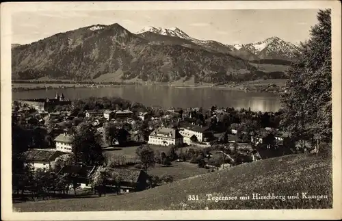 Ak Tegernsee in Oberbayern, Ortsansicht, Hirschberg und Kampen