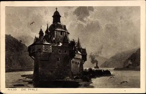 Ak Caub Kaub am Rhein, Burg Pfalzgrafenstein, Pfalz