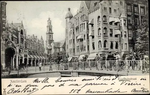 Ak Amsterdam Nordholland Niederlande, Raadhuisstraat