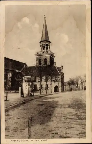 Ak Appingedam Groningen Niederlande, Wijkstraat, Kerk