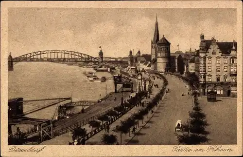 Ak Düsseldorf am Rhein, Partie am Rhein