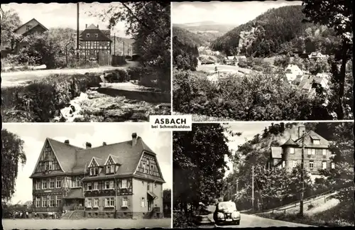 Ak Asbach Schmalkalden im Thüringer Wald, Gebäude, Panorama, Gewässer