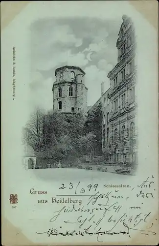 Mondschein Ak Heidelberg am Neckar, Schlossaltan