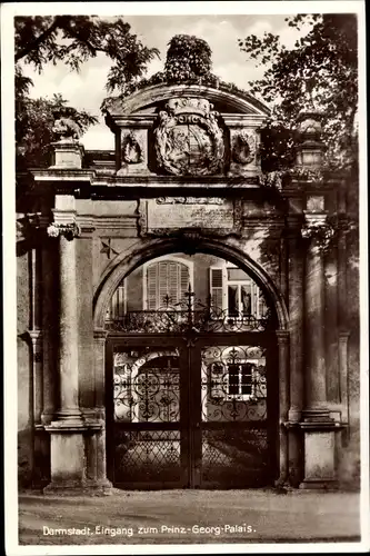 Ak Darmstadt in Hessen, Eingang zum Prinz-Georg-Palais