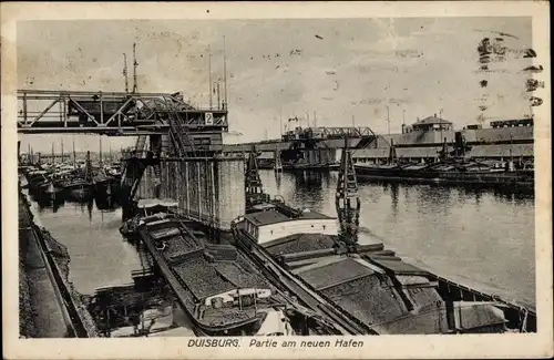 Ak Duisburg im Ruhrgebiet, Partie am neuen Hafen