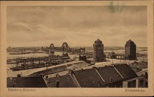 Ak Ruhrort Duisburg im Ruhrgebiet, Rheinbrücke