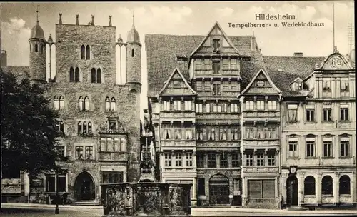 Ak Hildesheim in Niedersachsen, Tempelherrenhaus und Wedekindhaus