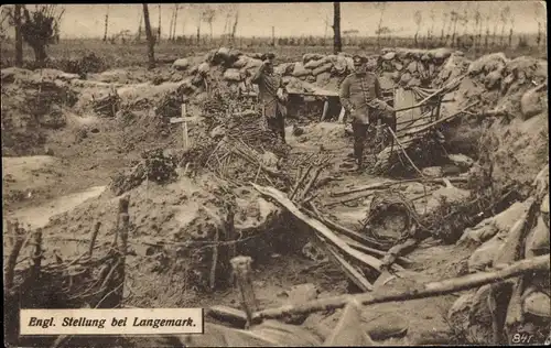 Ak Langemarck Langemark Poelkapelle Westflandern, Engl. Stellung