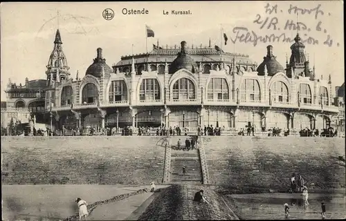 Ak Oostende Ostende Westflandern, Le Kursaal et la Plage