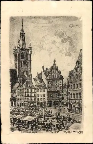Künstler Ak Trier an der Mosel, Hauptmarkt