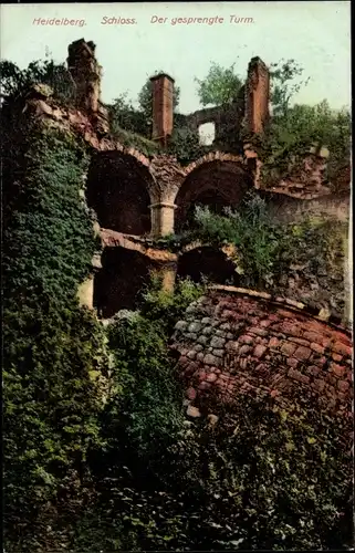 Ak Heidelberg am Neckar, Schloss, der gesprengte Turm