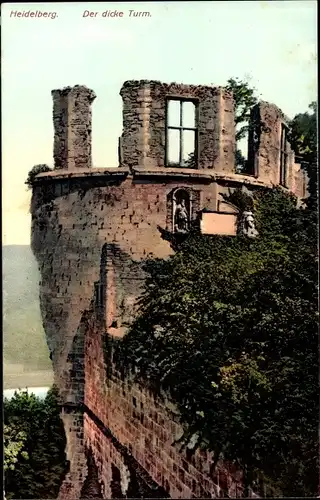 Ak Heidelberg am Neckar, Schloss, der dicke Turm