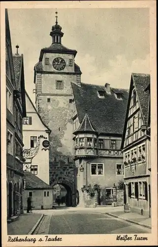 Ak Rothenburg ob der Tauber Mittelfranken, Weißer Turm