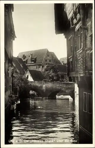 Ak Ulm an der Donau, Blaupartie an der Häusles Bruck