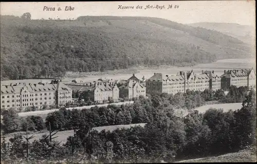 Ak Pirna an der Elbe, Kaserne Artillerie Regiment No. 64