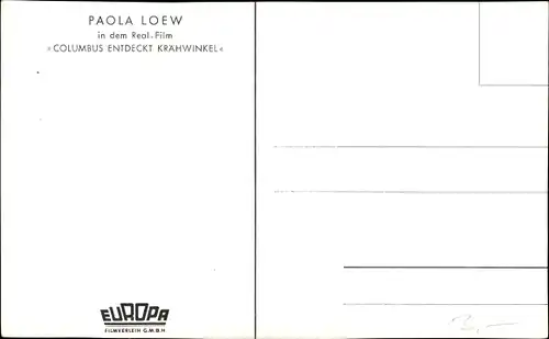 Ak Schauspielerin Paola Loew, Autogramm, Portrait