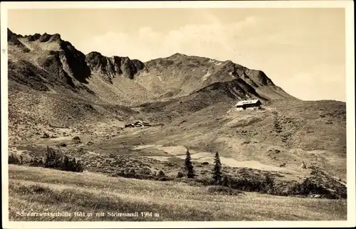 Ak Hirschegg Mittelberg Kleinwalsertal Vorarlberg, Schwarzwasserhütte mit Steinmandl