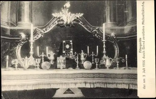 Ak Hamburg Mitte, Altargeräte der am 3. Juli 1906 durch Brand zerstörten Michaeliskirche
