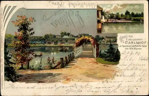 Litho Berlin Charlottenburg, Etablissement Carlshof am Spandauer Schifffahrts Kanal