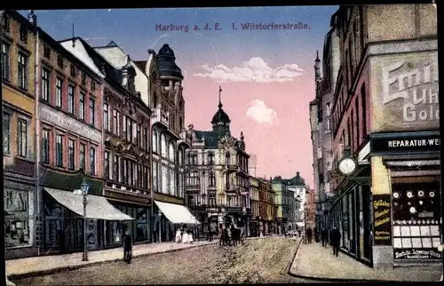 Ak Hamburg Harburg, Die Wilstorferstraße mit Geschäften