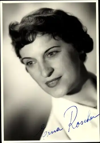 Foto Ak Schauspielerin Erna Roscher, Portrait, Autogramm